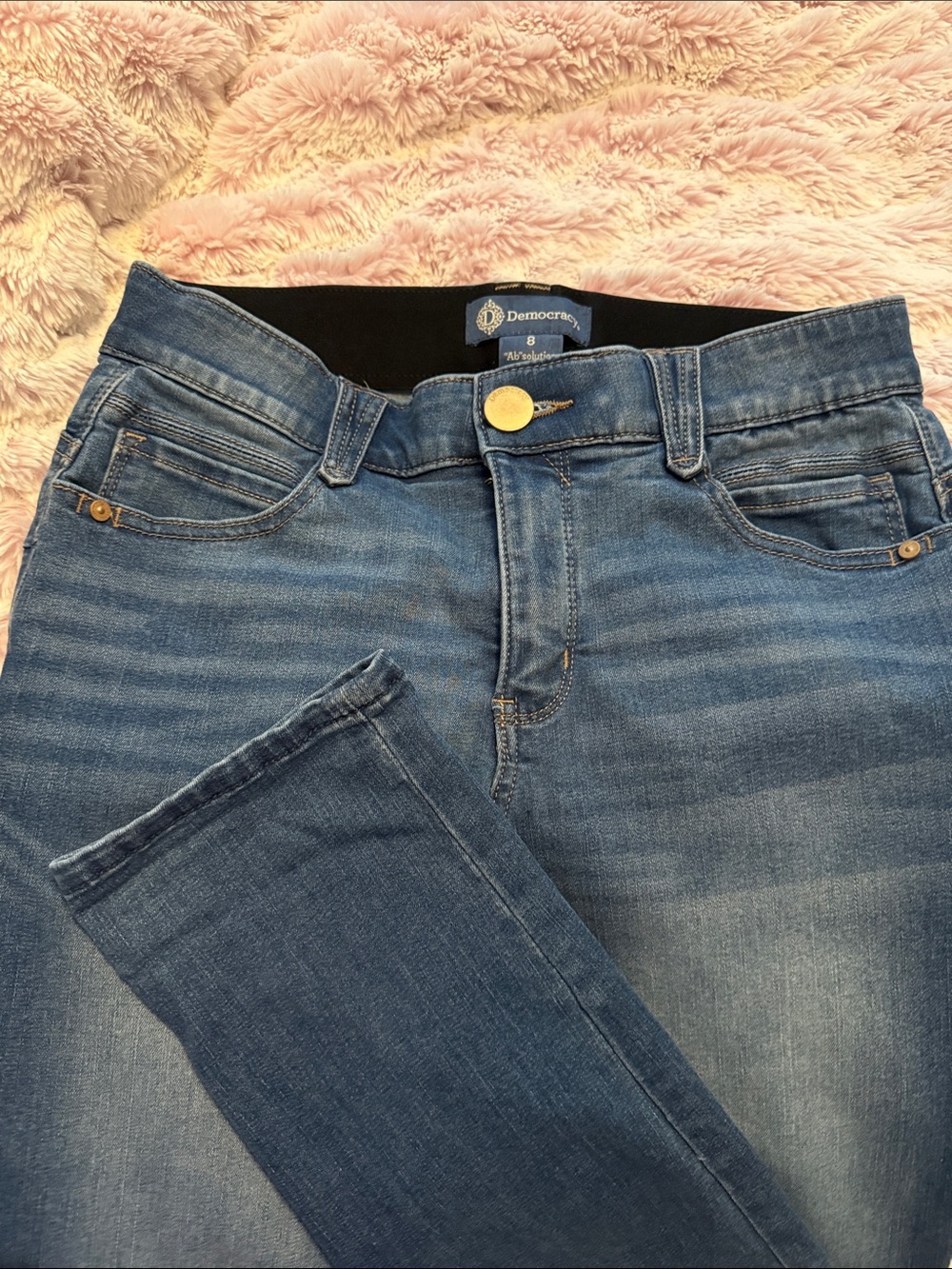 Democracy Medium Blue Skinny Jeans with Gold Hardware